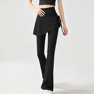 Legging de yoga évasé 2-en-1 avec jupe intégrée, taille haute élastique, effet push-up fessier, longueur intégrale, respirant et effet ventre plat - Product Image 1
