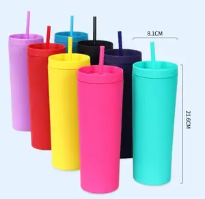 High Quality Good Price Tumbler With Straw Double Wall Tumbler SOFT TOUCH Cups With Lid