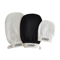 Logo privé 100% fibre de viscose noir exfolier gant visage corps nettoyage en profondeur corps gommage bain marocain Tan exfoliant gant