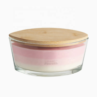 Bougie parfumée de luxe à effet crépitant avec cœur en bois, grand pot en verre ovale superposé avec cire de soja, décoration d'intérieur, cadeau d'anniversaire/de Noël