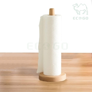 Countertop Standing Display Storage <b>Rack</b> Wooden Paper Towel Stand Kitchen Paper Roll Holder for Dining Table - Product Image 3