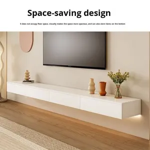 Meuble <span class=keywords><strong>TV</strong></span> mural élégant personnalisé Dareko, étagère flottante pour médias avec tiroirs à fermeture douce, rangement de luxe pour salon - Product Image 4