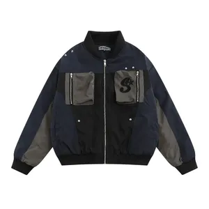 Giacca Casual da Uomo LAYENNE con Tasche Utility Oversize, Giacca Varsity alla Moda, Abbigliamento Color Block, Giacca Cargo - Product Image 2