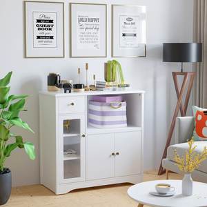 Aparador de Madera con Una Puerta, Mueble de Cocina Blanco Inteligente - Product Image 2