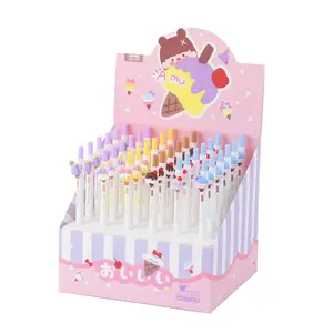 Stationnaire promotionnel pas cher 0.38mm 0.5mm enfants étudiant école mignon Kawaii dessin animé en plastique Gel stylo ensemble avec boîte