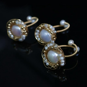 Adjustable 14K Gold Filled Wire Wrapped <b>Ring</b>, Handmade Natural Freshwater Pearl Open Statement <b>Ring</b> Jewelry manufacture - Product Image 1