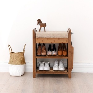 Bamboo Shoe Bench With <b>Cushion</b> 60Cm 80Cm 100Cm <b>Storage</b> Seat For Entryway Scandinavian Style - Product Image 3