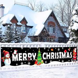 Bannière de Noël décorative extérieure avec Père Noël, <span class=keywords><strong>Bonhomme</strong></span> de neige et <span class=keywords><strong>Bonhomme</strong></span> en pain d'épices pour jardin, maison, clôture, <span class=keywords><strong>garage</strong></span>, cour - Product Image 3