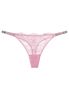 String sexy en dentelle fine avec strass et motif lettres pour usage intime féminin - Lot de six articles - Product Image 4