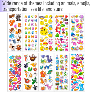 Autocollants miniatures en PVC 3D imprimés UV, personnalisés, 40 feuilles, thèmes variés, autocollants de dessins animés en relief, autocollants imperméables, cadeaux promotionnels pour chiots - Product Image 4