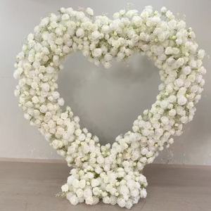 S1090 Arreglo Floral Artificial para Boda, Fondo de Rosas de Seda con Corazón Rojo para Decoración de Fiestas de Boda - Product Image 2