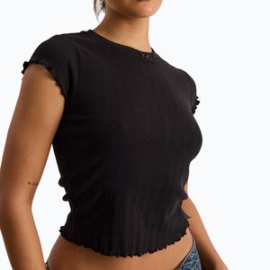 Novedades: Tops Lisos de Algodón para Mujer, Top con Punto Pointelle, Logotipo Personalizado Impreso, Corte Ajustado, Tops de Verano para Chicas - Product Image 3