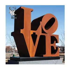 야외 장식 녹슨 스테인레스 스틸 단어 사랑 동상 현대 맞춤형 예술 편지 코튼 스틸 사랑 동상