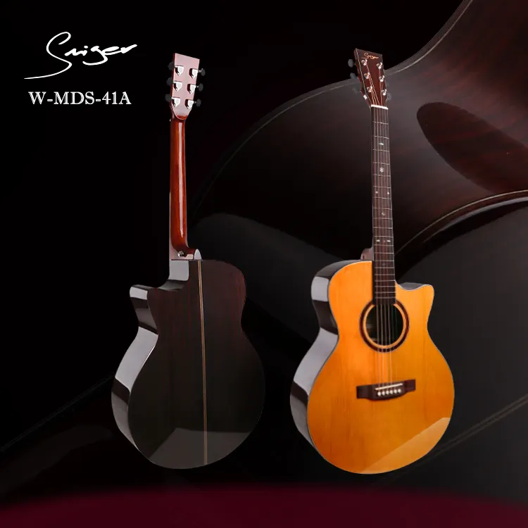 Bán Số Lượng Lớn Gỗ Hồng Ấn Độ Guitar Acoustic Với Auditorium Cutaway Cơ Thể Rắn Top