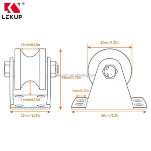 <span class=keywords><strong>Poulie</strong></span> fixe à gorge unique pour câble, roulement duplex, en acier inoxydable, pour système de levage mural - Product Image 2