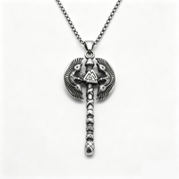 Collar con Colgante de Hacha de Batalla Vikinga Doble Águila para Hombre, Talismán de Hacha de Guerra Nórdica Valknut de Acero de Titanio, Estilo Punk Rock Biker, Accesorios de Vestir