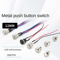Interruptor de Botón Pulsador de Acero Inoxidable con Cabeza Plana IP65, Alta Potencia 3A/220V, 12/16/19/22/25MM, Autobloqueante/Autorrearmable, LED 1NO1NC