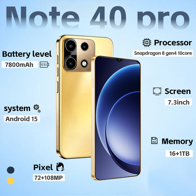 Global Version Note 40 Pro 5G Mobile Phone 72+108MP HD Camera Support Face Recognition Selfie