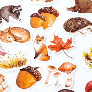 46 pièces/boîte Kawaii automne forêt autocollant <span class=keywords><strong>animaux</strong></span> mignons Mini papier autocollant décoration album <span class=keywords><strong>de</strong></span> bricolage journal Scrapbooking autocollant - Product Image 2