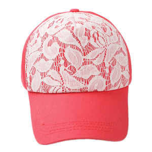 Casquette de camionneur en dentelle pour femmes, chapeau de baseball en maille florale rouge, protection solaire tendance pour l'extérieur - Product Image 5