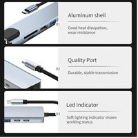 Hub USB Type-C 8-in-1 dengan Pengisian Daya PD 4K HDTV, 2 Port USB, Pembaca Kartu SD & TF, RJ45 LAN - Tersedia