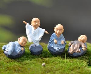 Decoración de mesa fengshui para el hogar, 4 diseños, 3 colores, figuras de pequeños bebés y monks, figuritas religiosos de resina marfil - Product Image 2
