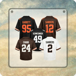 เสื้อฟุตบอลแบบกำหนดเองของคลีฟแลนด์ บราวน์สแขนสั้นสำหรับผู้ชาย โพลีเอสเตอร์ 100% ระบายความชื้นได้ดี พิมพ์หมายเลขทีม - Product Image 3
