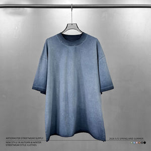 Футболки из плотного хлопка оверсайз унисекс, винтажные футболки из органического хлопка с эффектом кислотной стирки, футболки с заниженной линией плеча, мужские футболки, уличная одежда - Product Image 3