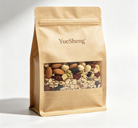 Sac d'épicerie en papier kraft enduit de PLA biodégradable avec fenêtre, fermeture éclair refermable, résistant à l'humidité, à encoche de déchirement, compostable pour le stockage alimentaire