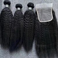 Extensions de cheveux brésiliens vierges Remy à cuticules alignées, tissages frontaux en dentelle, lots de mèches, densité 150%, couleur naturelle, sans nœuds