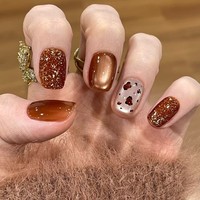 Faux ongles à presser portables, courts, avec nœud tridimensionnel rouge bordeaux et pois blancs, pour sublimer les ongles, 10 pièces