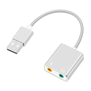 Adaptateur filaire en alliage d'aluminium USB vers <span class=keywords><strong>carte</strong></span> <span class=keywords><strong>son</strong></span> <span class=keywords><strong>externe</strong></span> 3,5 mm pour <span class=keywords><strong>PC</strong></span> et ordinateur portable - Product Image 1