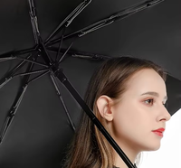 Nouveau Parapluie Automatique Pliant Moderne à Trois Volets avec Carte du Drapeau d'Haïti Imprimée Personnalisée, Protection UV, Coupe-Vent