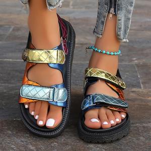 Nuevas sandalias de playa con diseño de cabeza de águila en colores vibrantes para mujer, talla grande, con diseño de diamantes deslumbrantes y coloridos. - Product Image 3