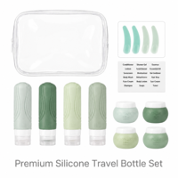Ensemble de 14 flacons de voyage en silicone, étanches, empilables, trousse de toilette avec étui de voyage, vente en gros directe d'usine