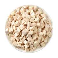 Friandises pour animaux de compagnie au poulet lyophilisé, sachet, 100% ingrédient unique, viande de poulet, morceaux riches en protéines pour chiens et chats, vente en gros OEM