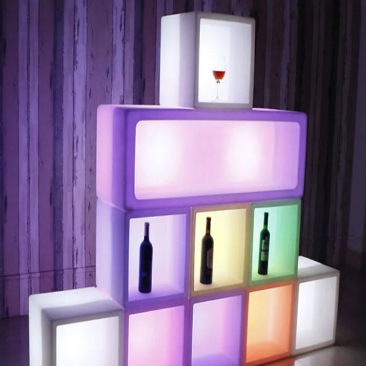Светящееся квадратное ведро со светодиодным шкафом, красочное светлое ведро для пива, льда, декоративный блок для бара