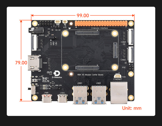 SKU-32093 Waveshare Official D-Robotics RDK X5 MD Carrier Board For RDK X5 Module, Suitable For All Variants Of RDK X5 M
