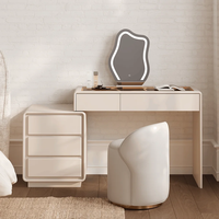 Miroir LED sur pied moderne et durable avec grande armoire de rangement murale en bois de pin blanc et panneau MDF pour chambre à coucher