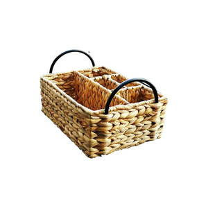 Woven Kitchen <b>Storage</b> <b>Basket</b> <b>Rectangular</b> Compartmentalized Handmade For Tableware Chopsticks Cutlery Organizer - Product Image 5