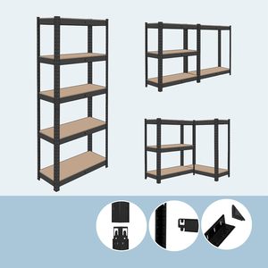 Adjustable Steel Shelving <b>Unit</b> 5 <b>Shelves</b> Corrosion Protection Space Saving Plug-In Installation House Garage Storage - Product Image 4