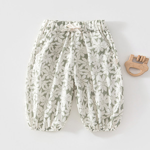 Pantalons de protection solaire à imprimé floral pour filles, UPF 50, anti-UV, jambes évasées, vêtements de plage d'été - Product Image 1
