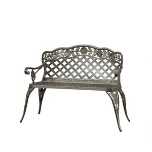 Banco de Jardín de Aluminio Fundido, Banco de Patio, Muebles de Exterior Duraderos, Diseño Tradicional, Estilo Antiguo, 2 Plazas, Verde - Product Image 1