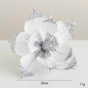 Magnolia Artificial de Tela de Alta Gama de 20 cm con Lentejuelas Adhesivas, Decoraciones Navideñas que Incluyen Flores Artificiales - Product Image 4