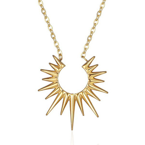 Joyería Minimalista, Aretes y Collar con Diseño de Línea Solar, Chapados en Oro de 18K, Acero Inoxidable - Product Image 1