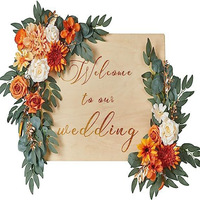 Nouvelle Décoration Florale d'Angle Vintage Chinoise pour Mariage et Remise de Diplôme, en Ruban, Orange, Artificielle, en Soie Plastique Simulée, Installation Facile