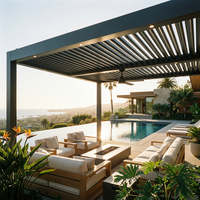 Pergola de jardin robuste avec poutres renforcées pour hamac suspendu et ventilateur de plafond LED, en aluminium pour l'extérieur