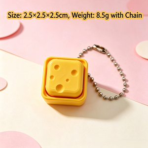 Jouet de décompression imprimé en 3D, bouton en forme de bloc de fromage, clicker de décompression, porte-clés amusant - Product Image 3