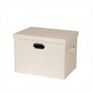Foldable Stackable Storage <strong>Boxes</strong> with Lid, 3-Pack Linen <strong>Wardrobe</strong> <strong>Boxes</strong>, Storage Cube <strong>Boxes</strong> Office Container Organizer - Product Image 3