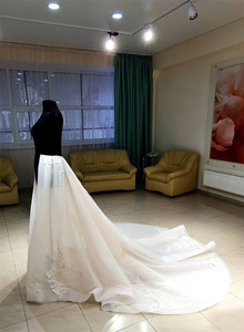 Precio de fábrica de alta calidad nuevo vestido de novia Sexy romántico luz gasa encaje extraíble fregona para novia - Product Image 6